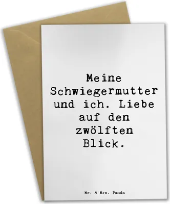 Produktbild von Mr. & Mrs. Panda Klappkarte Spruch Schwiegermutter Liebe - Weiß - Geschenk, Glückwunschkarte, babykarte, osterkarten, einzigartige Designs, Dankeschön, Verwandte, Familie