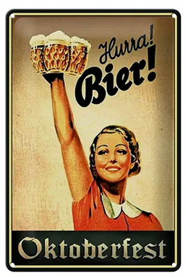 Produktbild von Blechschild Spruch 20x30cm  Hurra Frau mit Bier
