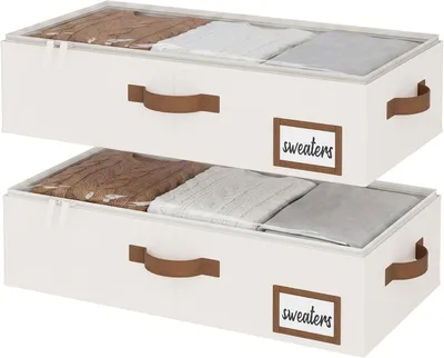 Produktbild von Aufbewahrungsbox unter dem Bett, 2 Stück mit Griffen, Beige
