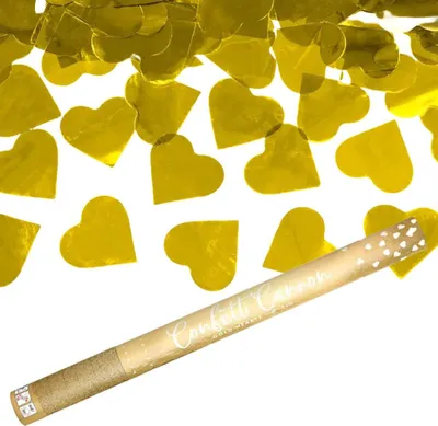 Produktbild von 36x Konfettikanone mit Herzen, gold, 60cm
