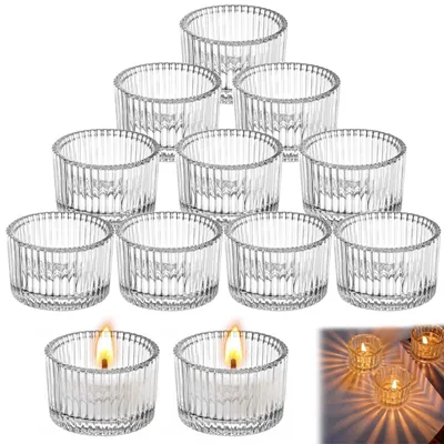 12er-Set Teelichthalter aus Glas, Ø 5,3 cm, klar