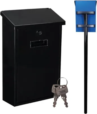 Produktbild von Wandbriefkasten Standfuß, Namenssschild & 2 Schlüssel Postkasten in Schwarz