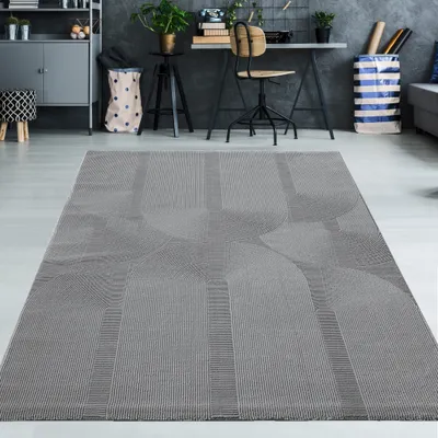 Obrázok produktu pre Recyklačný koberec s modernými oválnymi tvarmi v sivej farbe Veľkosť - 200 x 290 cm