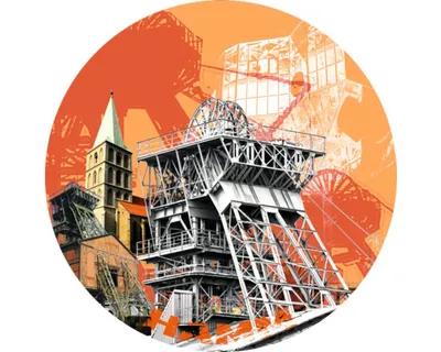 Produktbild von Glasbild Hamm Zeche Radbod orange Ø 20 cm