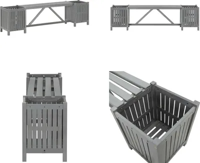Image de vidaXL Banc de jardin avec 2 bacs à plantes 150 cm Bois massif Acacia Gris - Banc de jardin - Bancs de jardin en bois - Bancs de jardin en bois