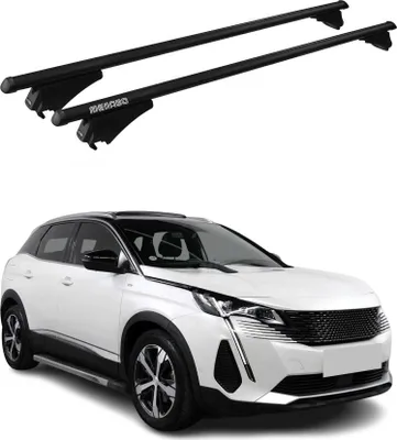 Image de Tiger Barres de toit transversales pour Peugeot 3008 2016-2020 Noir