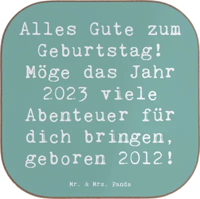 Produktbild von Mr. & Mrs. Panda Untersetzer für Gläser Spruch 2012 Geburtstag - Meeresbrise - Geschenk, Geburtstagsgeschenk, Geburtstagsgruß, Geburtstagsfeier, Happy Birthday, Coaster