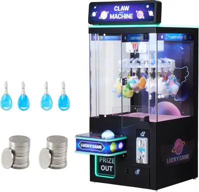 Produktbild von Greifautomat - Kranautomat - Mittelgroß - Licht & Ton - Einstellbarer Schwierigkeitsgrad - Präziser Greifer für Süßigkeiten & kleine Preise - Schwarz-Lila