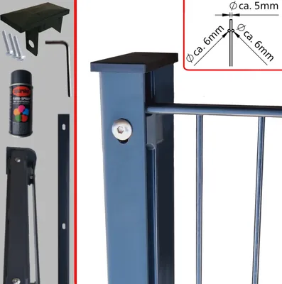 Produktbild von Doppelstabmattenzaun 6-5-6 Anthrazit inkl Pfosten und Eckpfosten Abdeckleiste Höhe: 830 mm ST_Zaun_mit_Eckpfosten:20 m | inkl 2 Eckpfosten