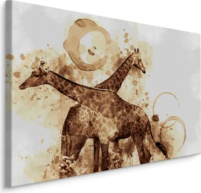 Produktbild von Fabelhafte Canvas LEINWAND BILDER 30x20 cm XXL Kunstdruck Giraffen Aquarell Abstrakt