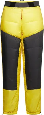 Gelbe und schwarze Isolationshose "Olympus Tech Down Pant" von La Sportiva; für Herren; mit elastischem Bund.