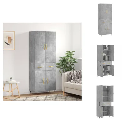 Produktbild von vidaXL Highboard Betongrau 69,5x34x180 cm Holzwerkstoff -  Sideboards