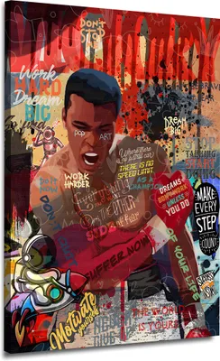 Produktbild von Pop Art Boxer Kunstdruck Leinwandbild Wandbild Deko XL Kunst: 60x90x4cm