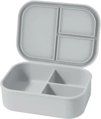 Productafbeelding van Ibenzoa® siliconen lunchbox met 3 aparte compartimenten, geschikt voor voedsel en BPA-vrij, luchtdicht en lekvrij, temperatuurbestendig van -40°C tot +230°C, afmetingen 24 x 18 x 10 cm
