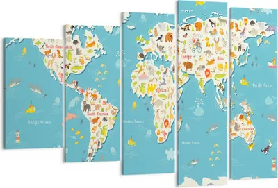 Produktbild von Bild auf Leinwand - Leinwandbild - Geographie Globus Grafik Illustration - 150x100cm - Wand Bild - Wanddeko - Leinwanddruck - Bilder - Kunstdruck - Leinwand bilder - Wandkunst - EG150x100-3106