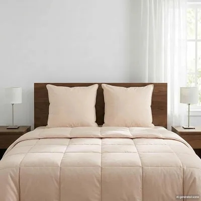 Imagen del producto de Dos almohadas de 80x80 cm, rellenas de fibra de kapok, con funda de algodón color beige