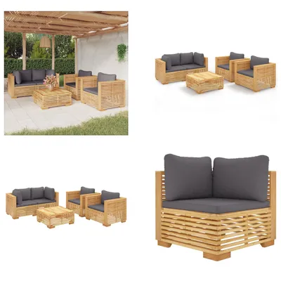 Produktbild von vidaXL 5 tlg. Garten Lounge Set mit Kissen Massivholz Teak - Garten-Lounge-Set - Garten-Lounge-Sets - Outdoor-Lounge-Set - Terrassen-Lounge-Set