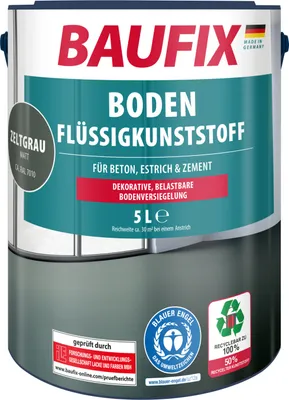 Produktbild von BAUFIX Boden-Flüssigkunststoff zeltgrau matt, 5 Liter, Beton- und Bodenfarbe