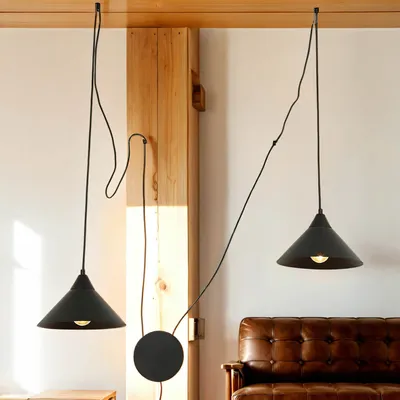 Immagine prodotto di Lampada a sospensione nera con cavo di collegamento flessibile regolabile max. 4,9 m XXL luce a sospensione soggiorno camera da letto sala da pranzo cucina