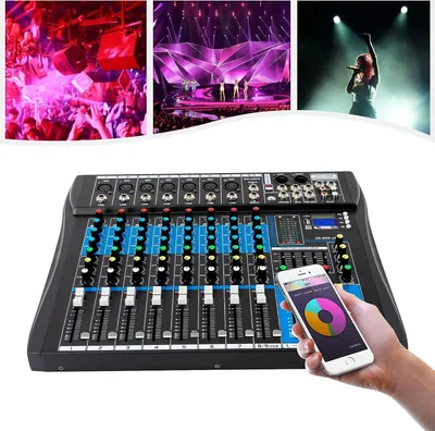 Image de table de mixage 8 canaux, Mixeur audio 8 canaux, Table de mixage live Console de mixage d'enregistrement avec USB