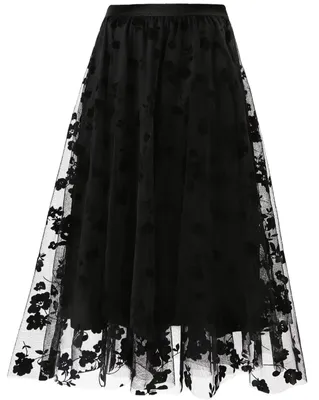 Produktbild von Damen A-Linie Tüll Midi Rock Tutu Stufig Petticoat Röcke Tee-Länge Elastische Ta