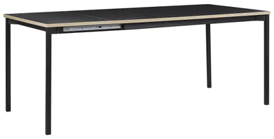 Obrázek produktu pro BELIANI Rozkládací konferenční stůl černé MDF 140/190 x 90 cm, ocelový rám moderní domácí kancelář