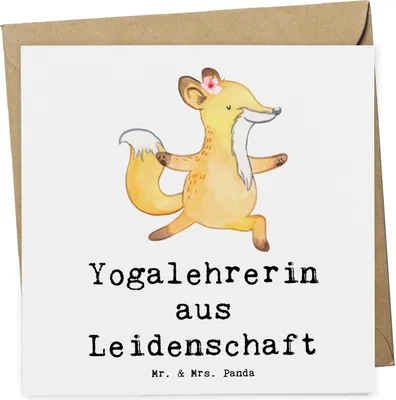 Produktbild von Mr. & Mrs. Panda Glückwunschkarte Yogalehrerin Leidenschaft - Weiß - Geschenk, Klappkarte, faltkarte, doppelkarte, Grußkarte, anlasskarte