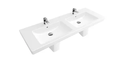 Produktbild von Villeroy & Boch V&B Schrank-Doppelwaschtisch SUBWAY 2.0 1300x470mm, mit Überlauf weiß