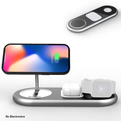 Produktbild von 3-in-1-Ladestation, faltbarer magnetischer kabelloser Ladestaender, kompatibel mit iPhone/Uhr/AirPods, verstellbarer Telefon-Ladehalter