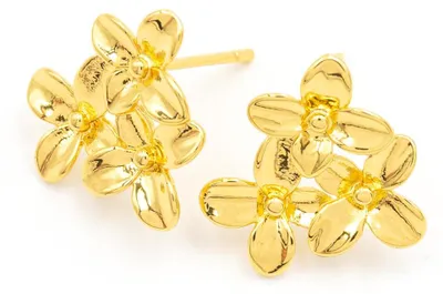Produktbild von Vintageparts Ohrstecker Blumen-Motiv goldfarben mit Öse 15x14mm, 2 Stück