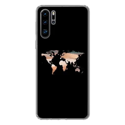 Produktbild von MuchoWow® Handyhülle Schutzhülle Hülle für Huawei P30 Pro Weltkarte - Farbe - Schwarz Silikon Softcase Handy Hülle - Schutzdeckel