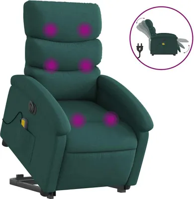 Produktbild von vidaXL Elektrischer Massagesessel mit Aufstehhilfe Dunkelgrün Stoff