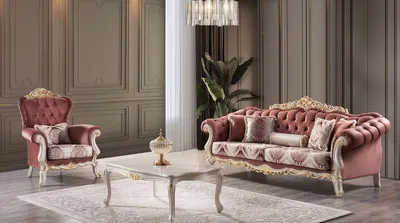 Produktbild von Casa Padrino Luxus Barock Wohnzimmer Set Rot / Weiß / Gold - 2 Sofas & 2 Sessel & 1 Couchtisch - Prunkvolle Barock Wohnzimmer Möbel