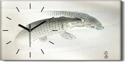 Produktbild von Wanduhr Uhr Wandbild Leinwand 60x30 Malerei Asiatische Tier Fische Kunst - schwarze Hände
