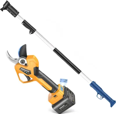 Produktbild von Baumschneider, Elektromotor, Verstellbare Klingenöffnung, Gelb, zwei Batterien-a