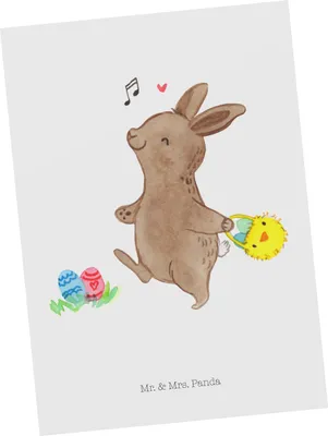 Produktbild von Mr. & Mrs. Panda Postkarte Hasen Eier suchen - Weiß - Geschenk, Fotokarte, Ansichtskarte, Postkarten, Grußkarte, Ansichtskarten, Ostern
