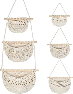 Productafbeelding van Hangende wandtas - Organizer - Opbergtas - Muur - Hangende tas voor kinderkamer (beige1)