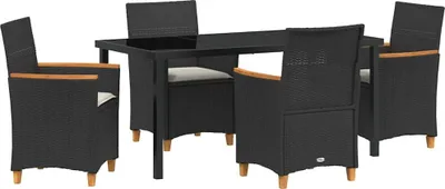 Immagine prodotto di vidaXL Set da pranzo da giardino 5 pezzi in polirattan nero