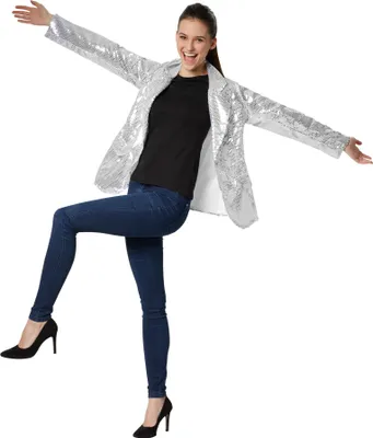 Produktbild von Pailletten-Jackett Damen - silber, XXL