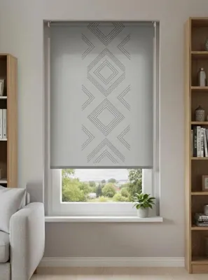 Produktbild von Rollo, Klemmfix Ohne Bohren modernes, Rauten Design Fensterrollo LASERC 45 x 150 cm grau