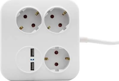 Immagine prodotto di REV PowerQuad: ciabatta a 3 vie + 2x USB bianco