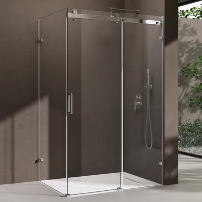 Produktbild von doporro Duschkabine Schiebetür Dusche Eckdusche 80x130x195cm Duschabtrennung mit Schiebetür ESG-Sicherheitsglas Klarglas 4-Punktbefestigung inkl. beidseitiger Easy-Clean-Beschichtung Ravenna17-2