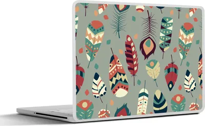 Produktbild von MuchoWow® Laptop Aufkleber Sticker Cover Teens - Federn - Muster 32.5x23.5 cm - Sticker für Laptop - Selbstklebend