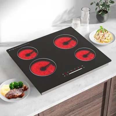 Glaskeramik-Kochfeld 60 cm, 4 Zonen, 6000 W, Touch-Slider, Einbau