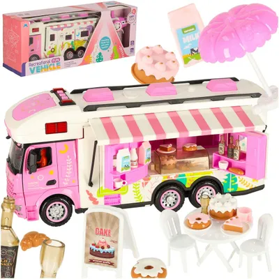 Immagine prodotto di Camper telecomandato, auto da campeggio, 2,4 GHz, suoni, luci, accessori, rosa