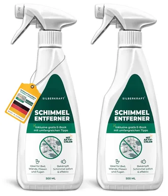 Produktbild von Silberkraft Schimmelentferner Spray zur effektiven Entfernung von Schimmel - Schimmelspray mit Chlor für Wand & Fugen - 2 x 500 ml