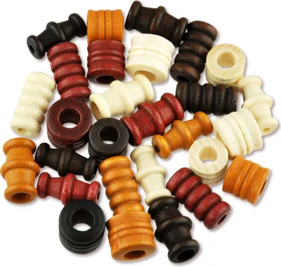 Produktbild von 28 Holzperlen  10-20mm  braun durchgebohrt Holzkugel geriffelt basteln fädeln Holz Perle