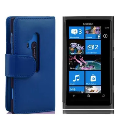 Zdjęcie produktu dla Cadorabo Etui do Nokia Lumia 800 Pokrowiec ochronny w kolorze niebieskim Etui na telefon komórkowy Etui na książkę Etui na telefon