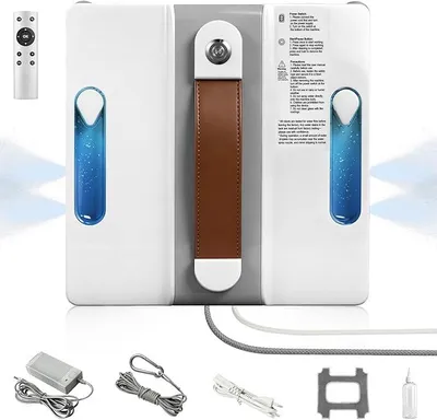 Productafbeelding van Mini raamreinigingsrobot 4000 PA, met 3 reinigingsmodi. Inclusief 4 spuitmonden en een veiligheidssnoer van 5 meter. Automatische en handmatige instellingen voor zowel binnen- als buitenramen