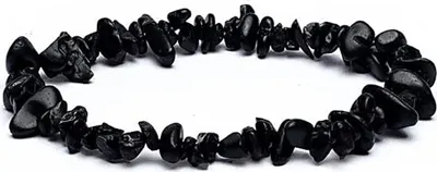 Produktbild von Armband mit schwarzen Turmalinsplittern, elastisch – Packung mit 5 Stück – ± 0,7 cm